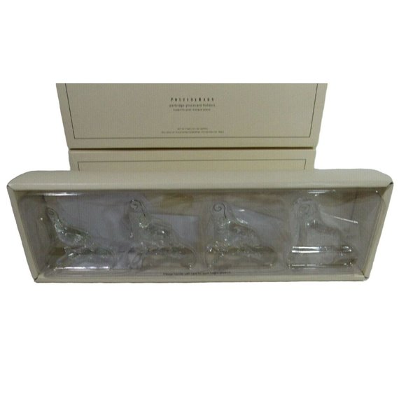 3 Sets Pottery Barn Partridge Place card Holders Set 4 Christmas Holiday Crystal - Picture 3 of 8